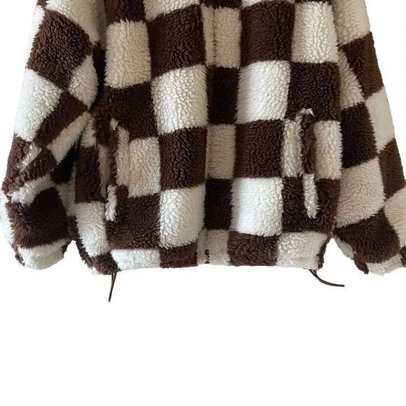 ZARA MEN combination checkered/ plaid fleece jacket  Oversized Cozy SZ S - Picture 11 of 16